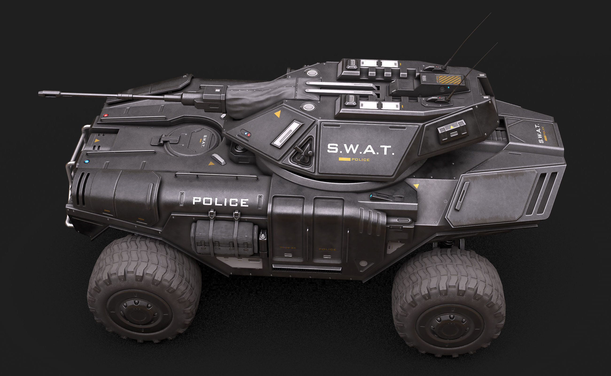 Sci Fi APC low poly police Low-poly 3D model_3