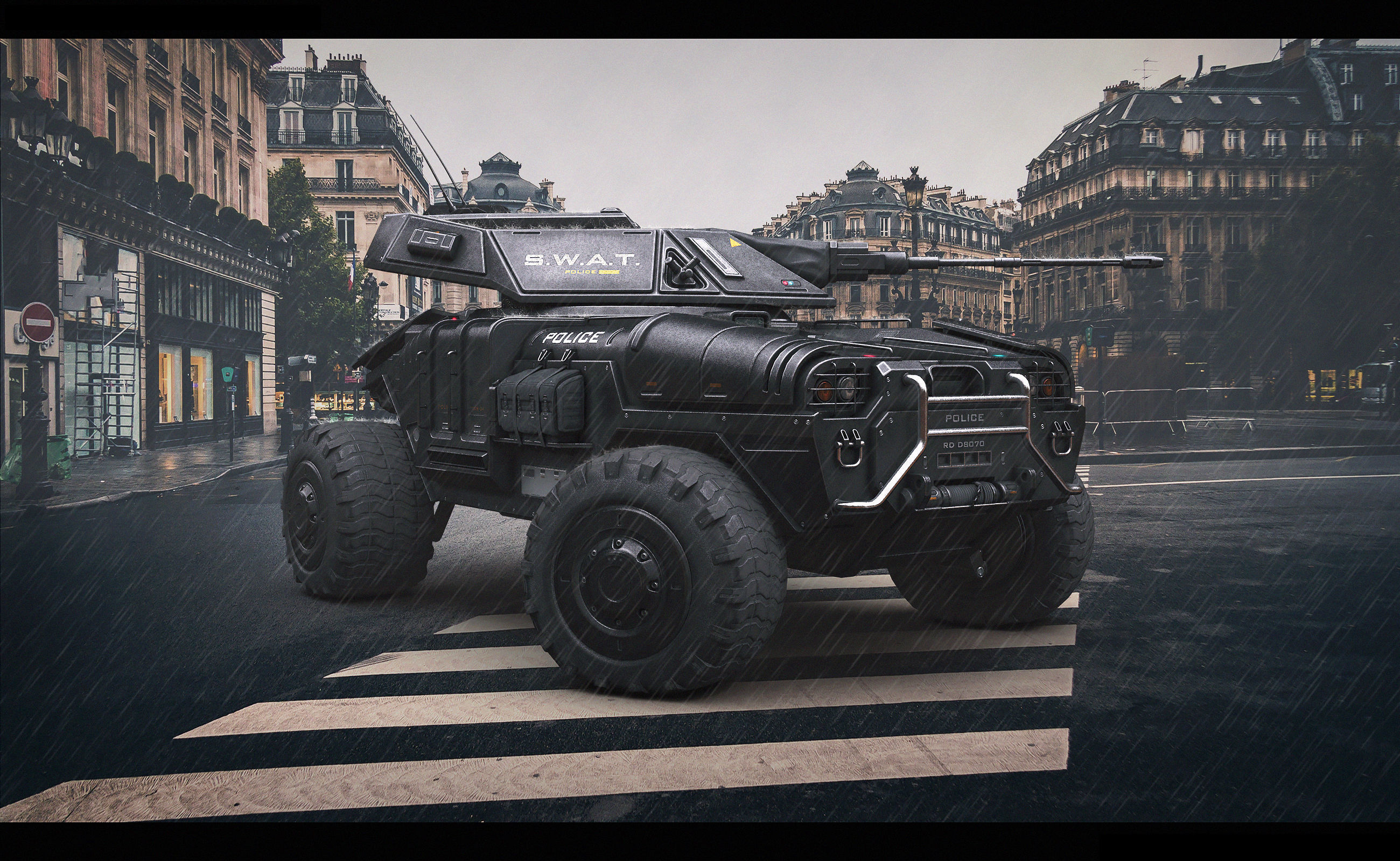 Sci Fi APC low poly police Low-poly 3D model_7