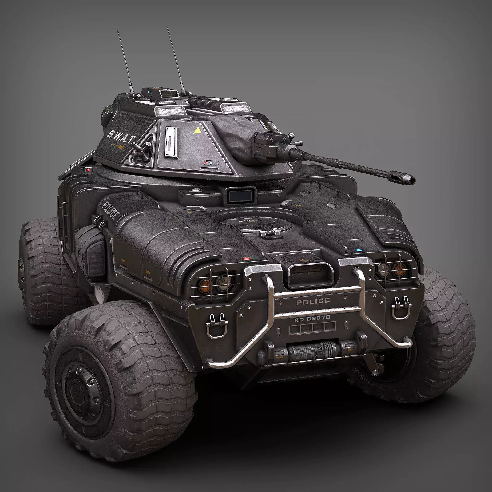 Sci Fi APC low poly police Low-poly 3D model_0