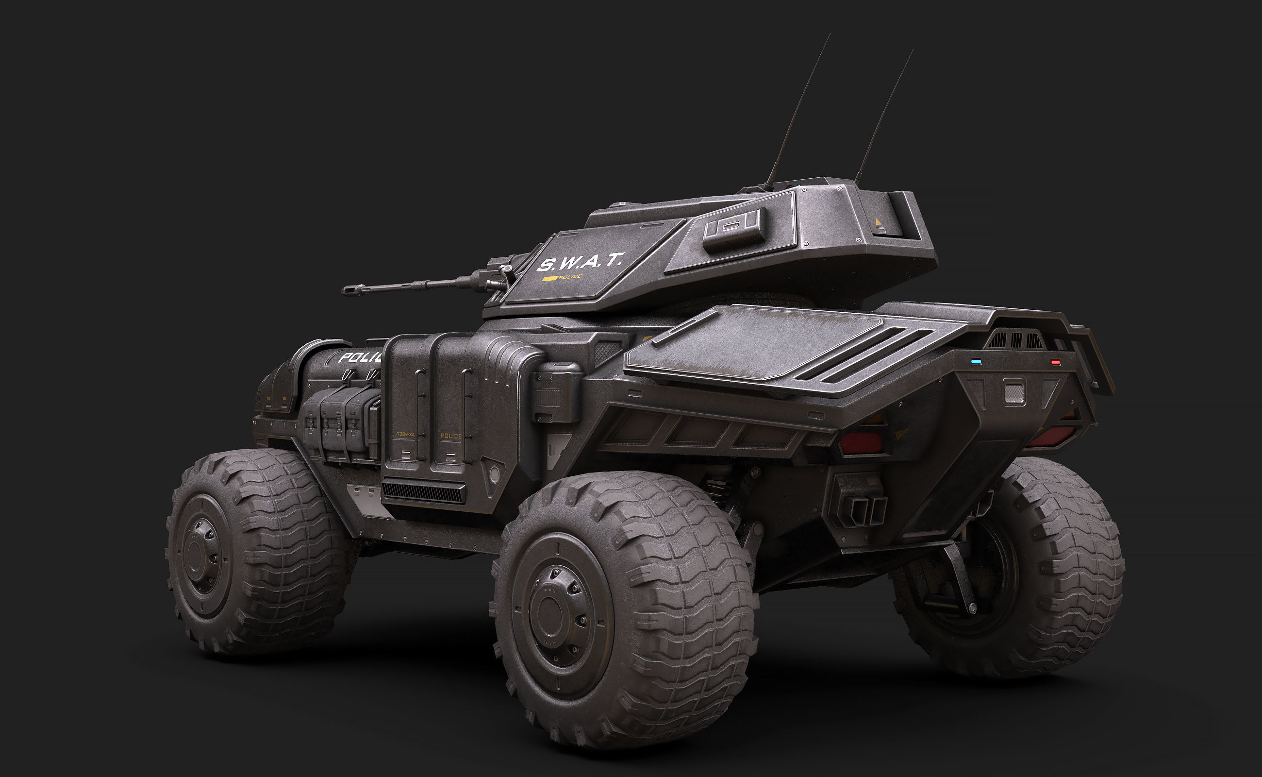 Sci Fi APC low poly police Low-poly 3D model_2