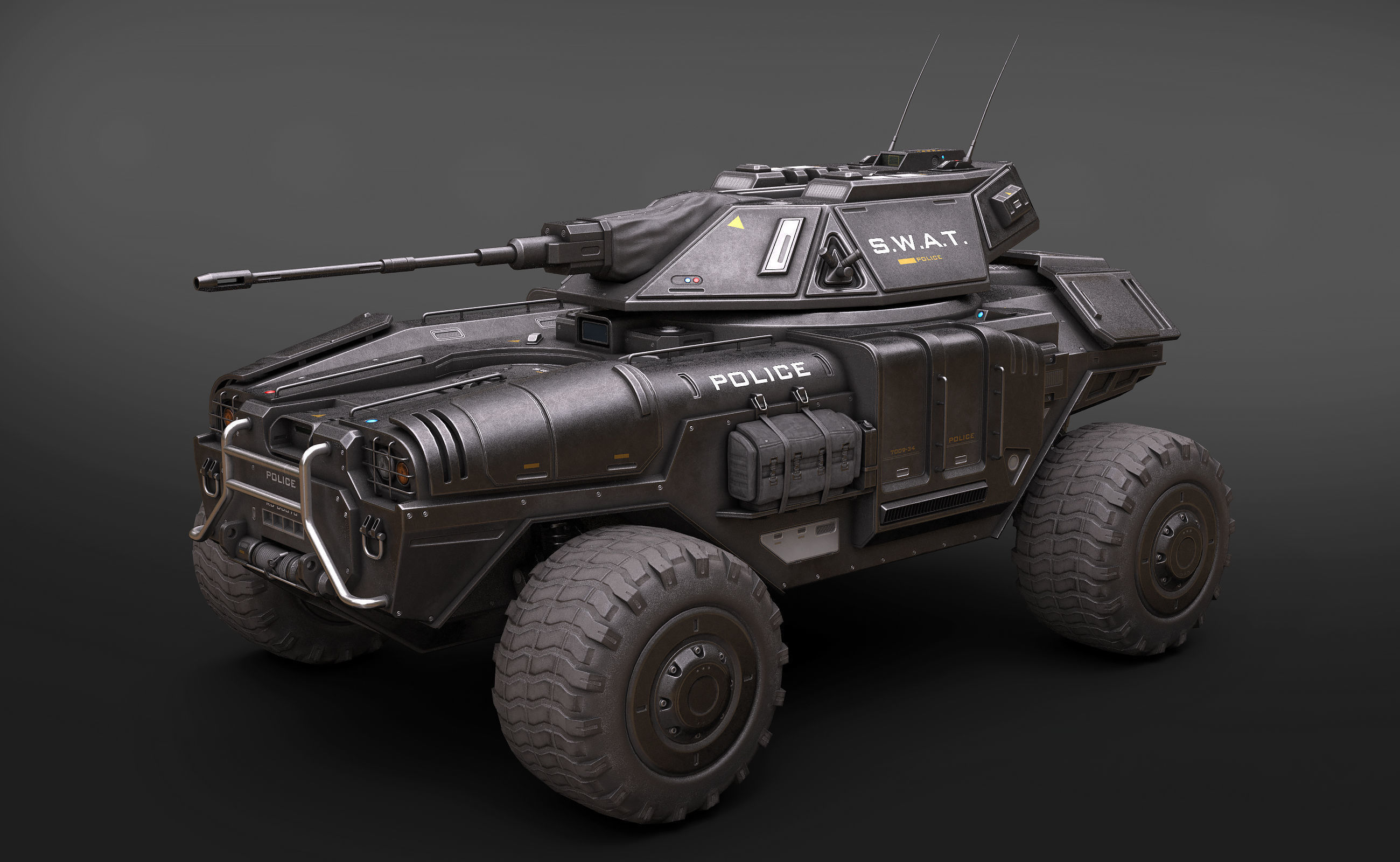 Sci Fi APC low poly police Low-poly 3D model_1