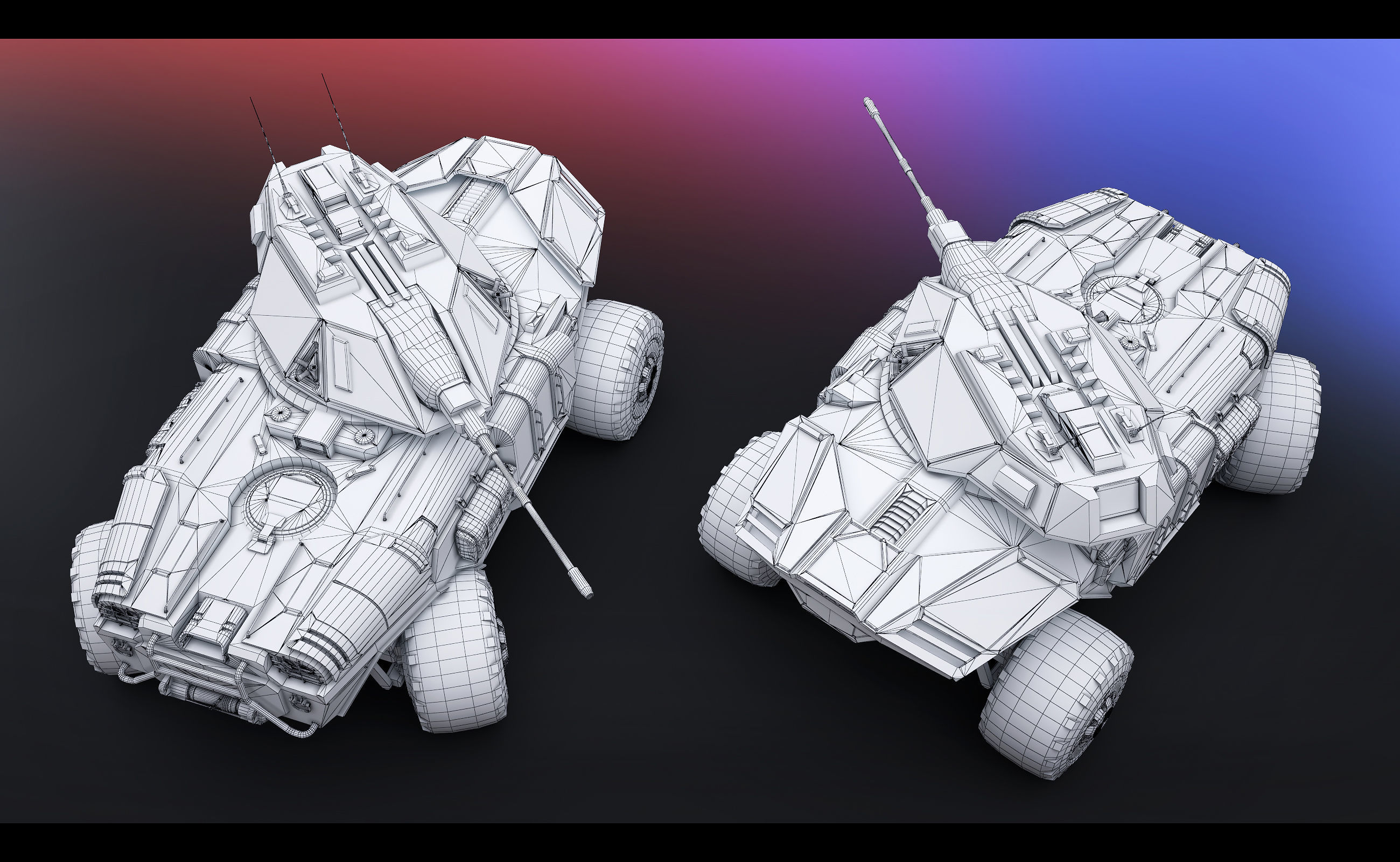 Sci Fi APC low poly police Low-poly 3D model_5