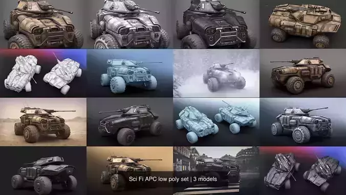 Sci Fi APC low poly set