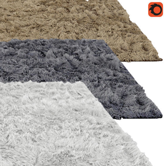 carpet three shaggy rugs 3D model_2