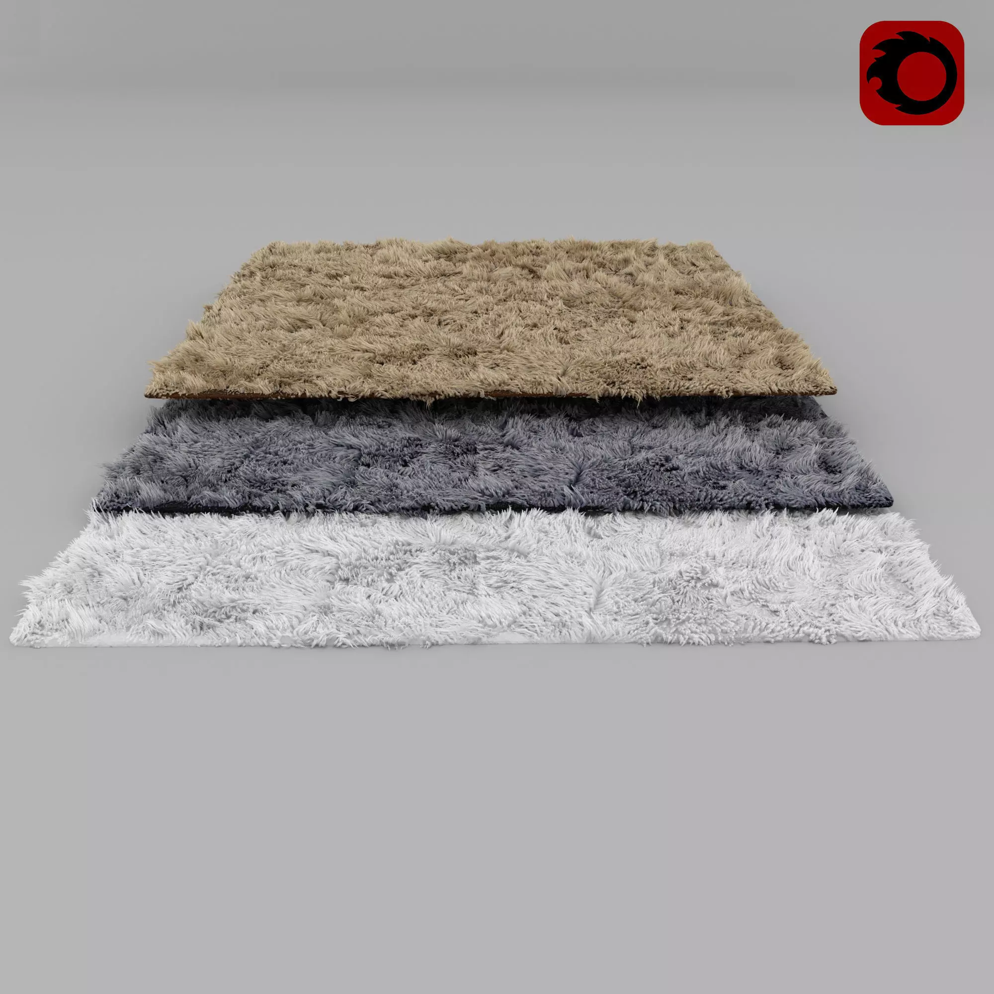carpet three shaggy rugs 3D model_0