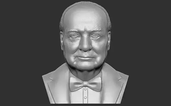 Winston Churchill bust 3D printing ready stl obj formats 3D print model