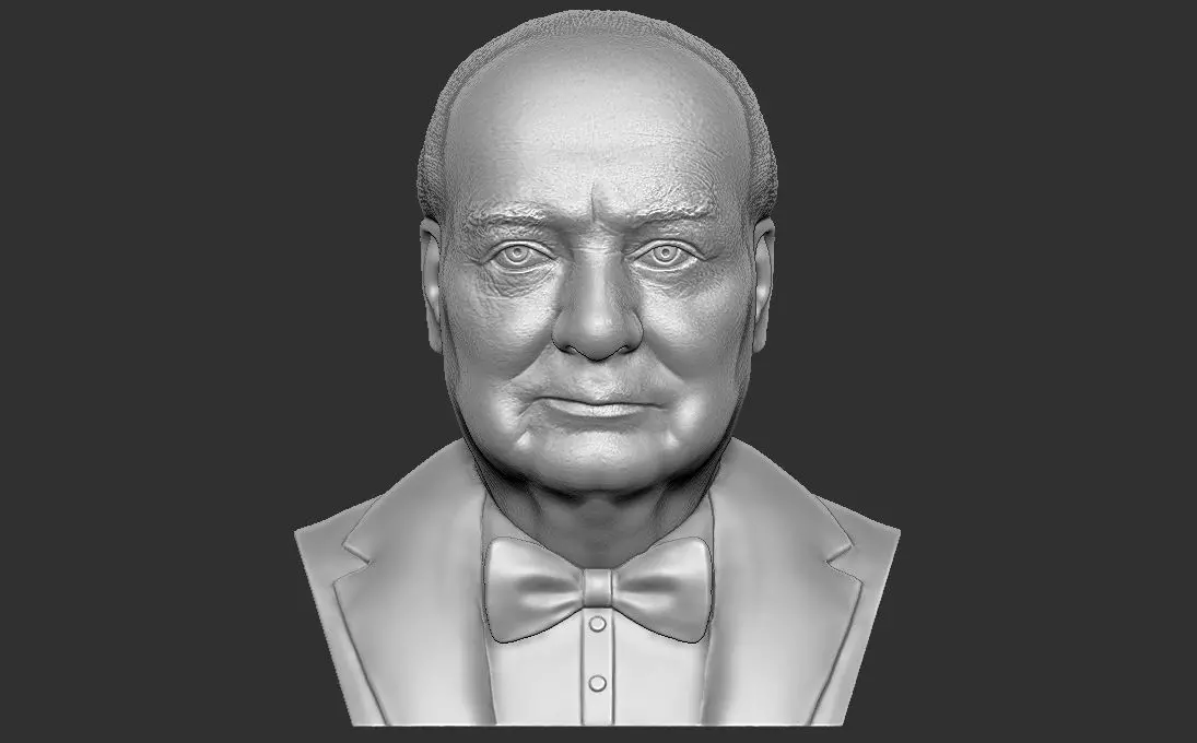 Winston Churchill bust 3D printing ready stl obj formats 3D print model