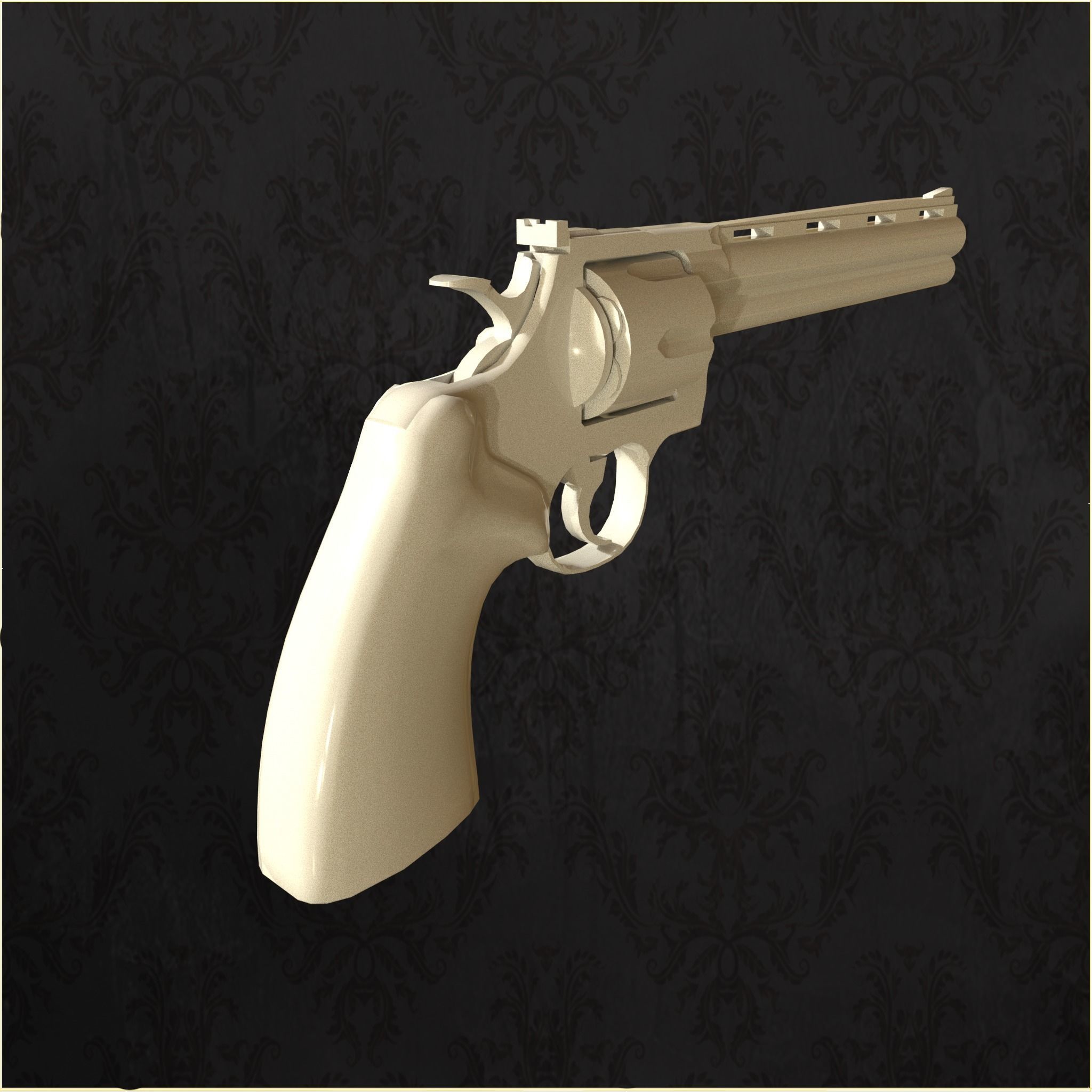 Revolver Big Berta Low-poly 3D model_13
