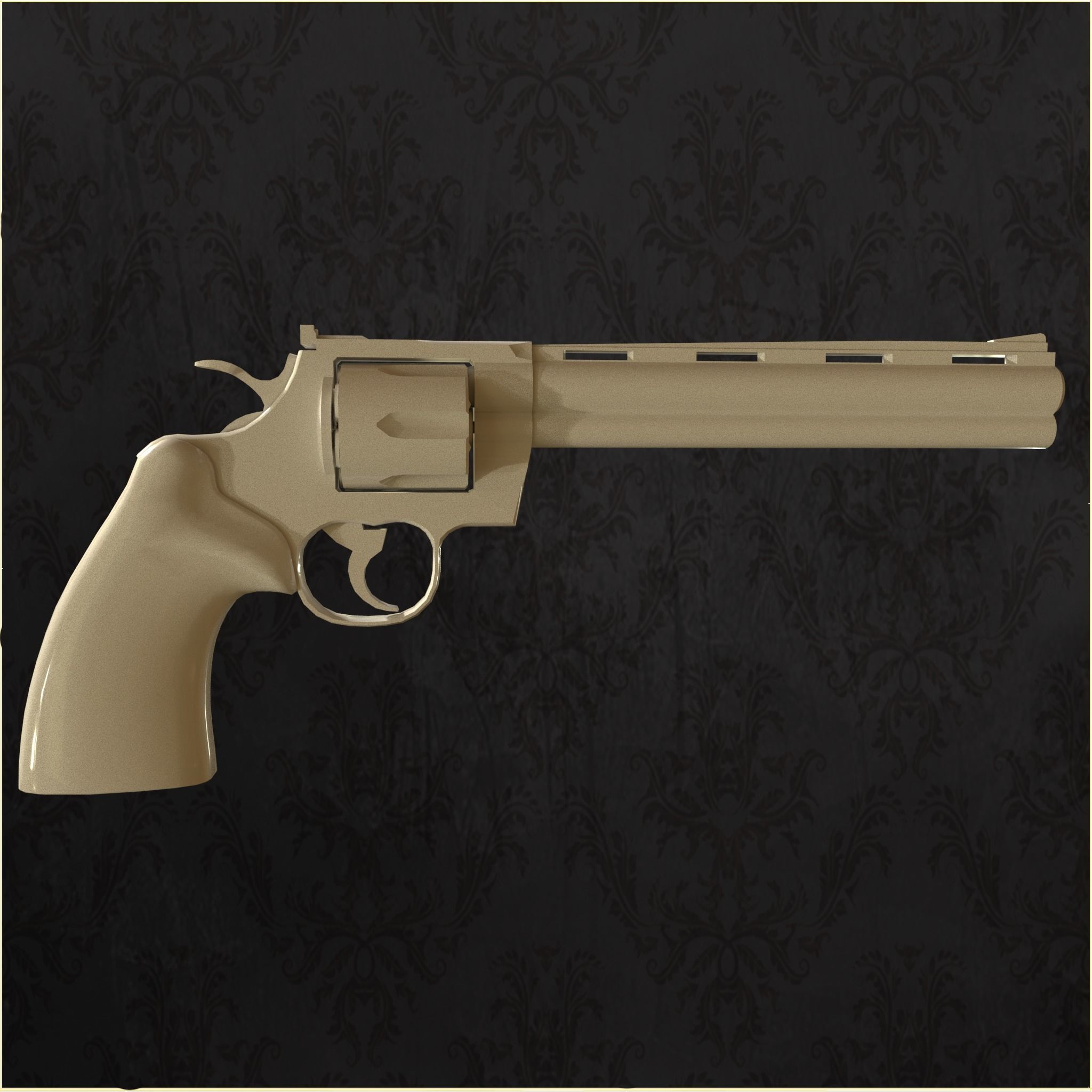 Revolver Big Berta Low-poly 3D model_14