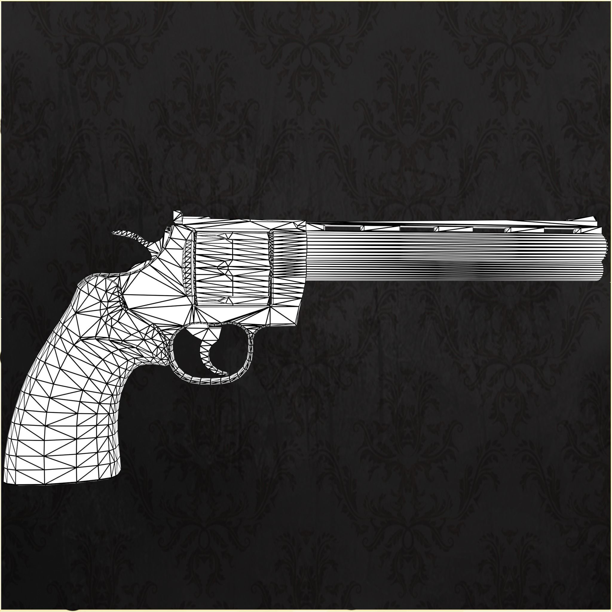 Revolver Big Berta Low-poly 3D model_9