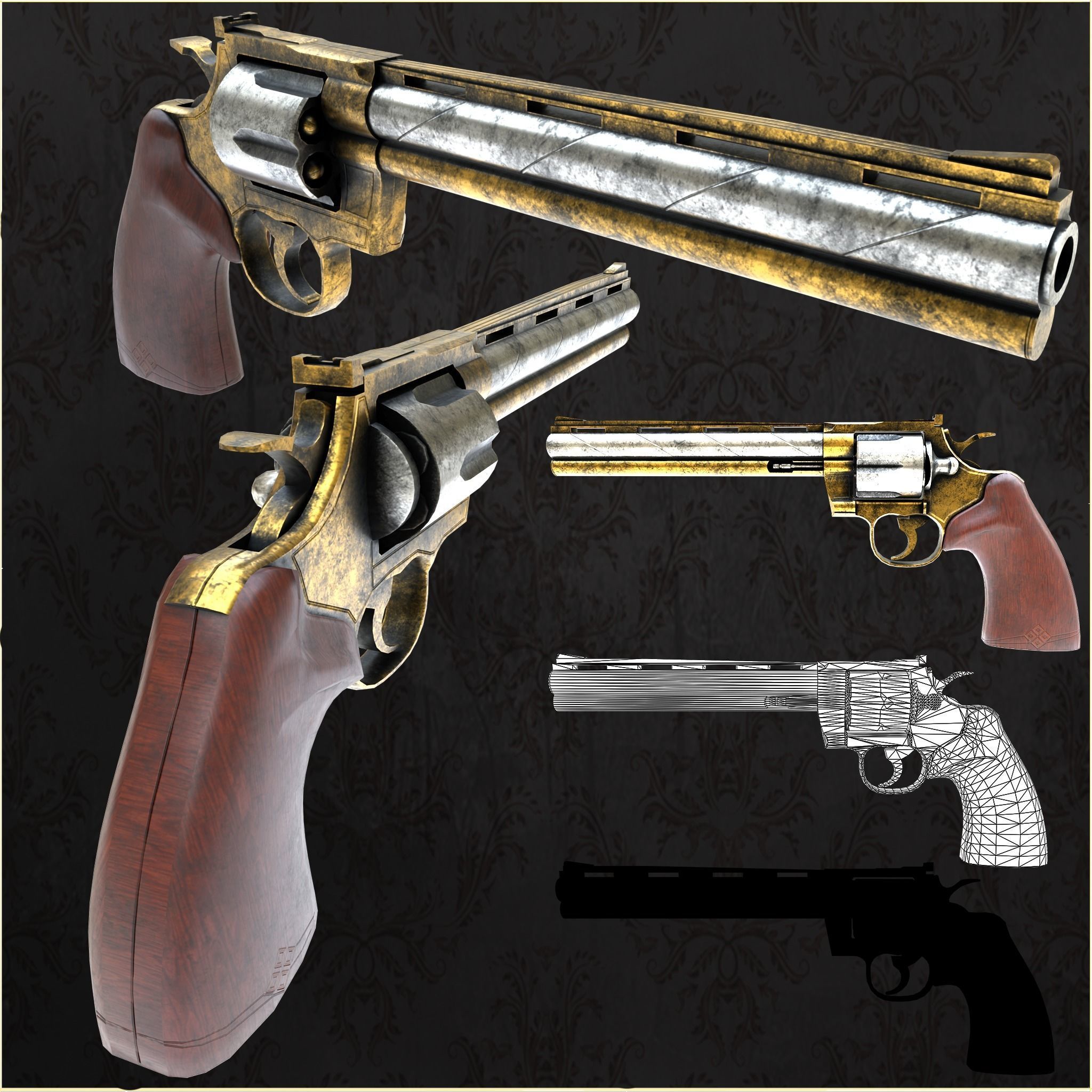 Revolver Big Berta Low-poly 3D model_1