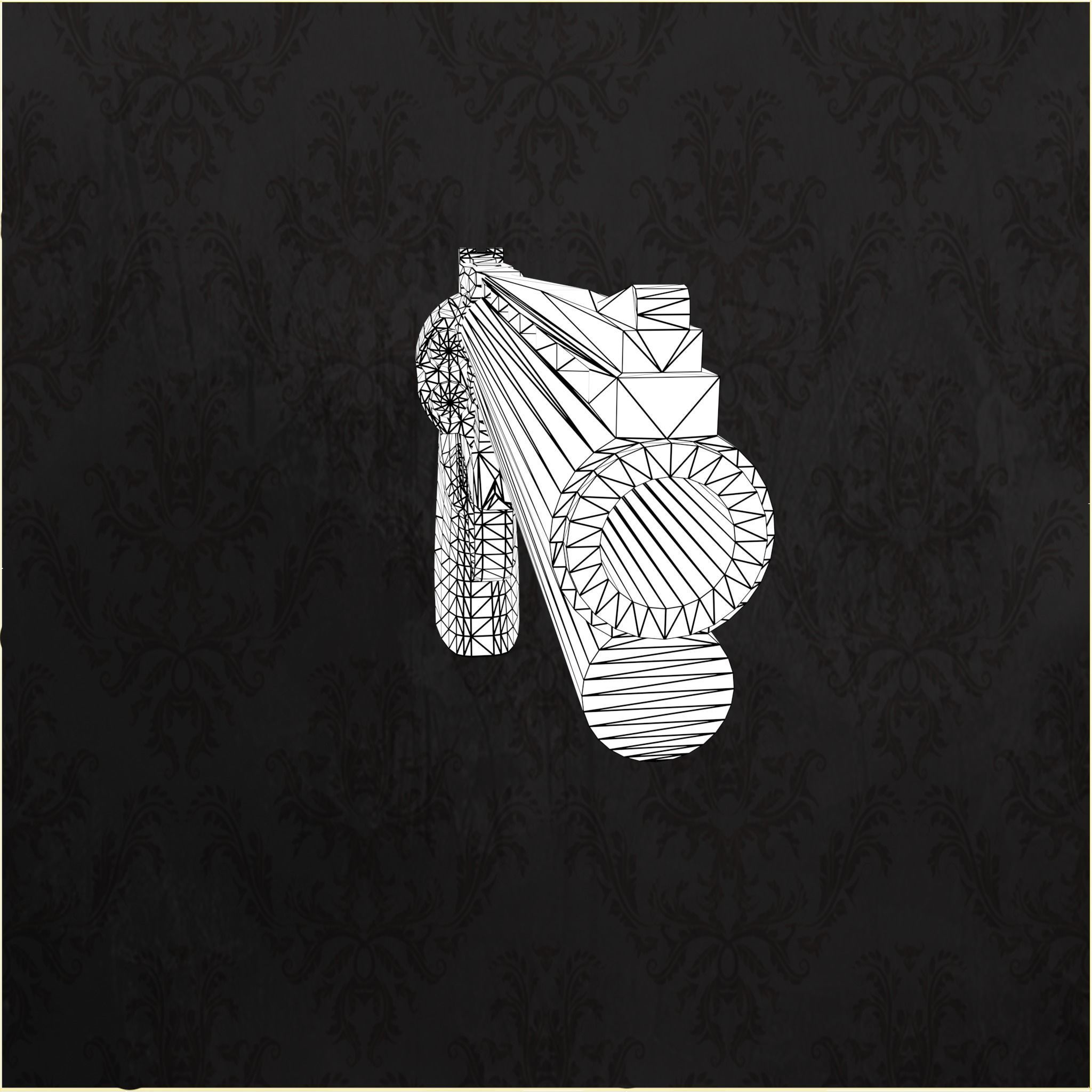 Revolver Big Berta Low-poly 3D model_10