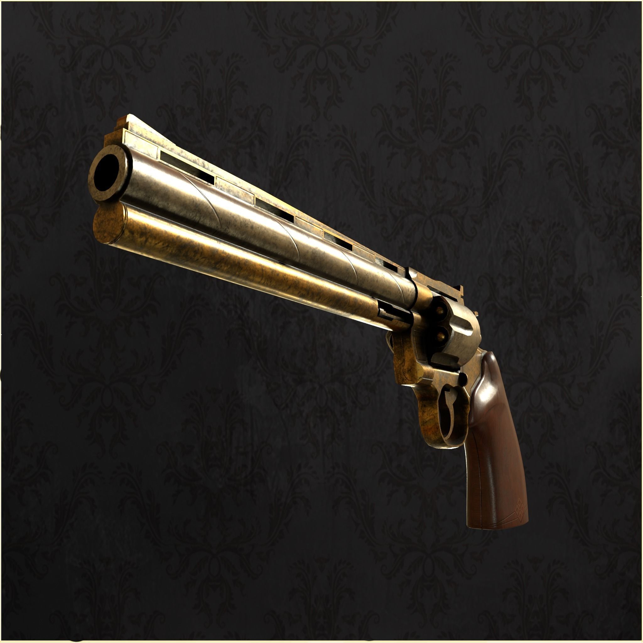 Revolver Big Berta Low-poly 3D model_4