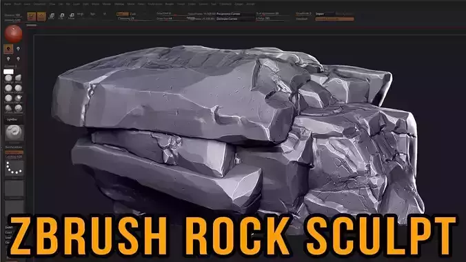 Zbrush Rock Mesh and Hipoly OBJ 3D model