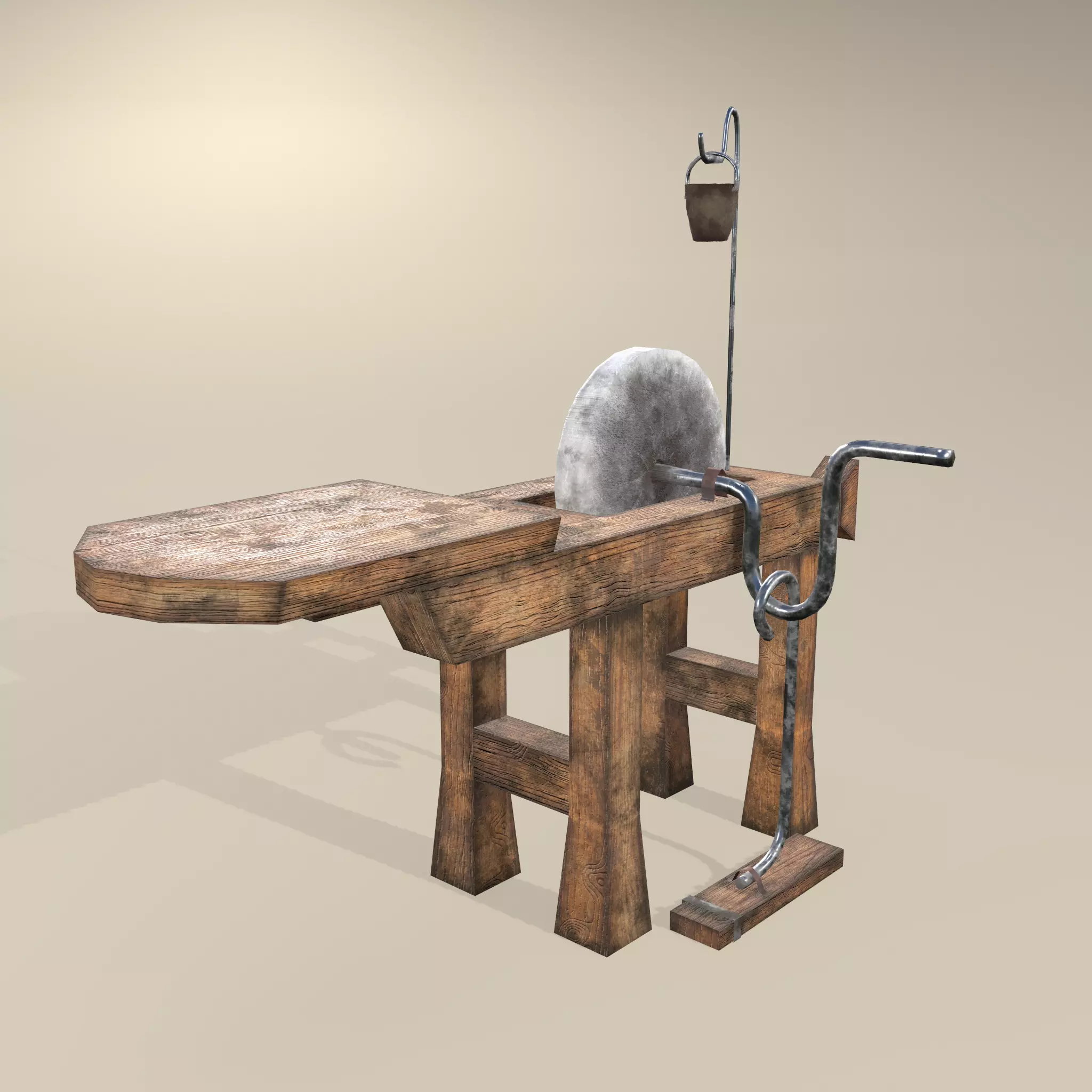 Grindstone woodworking bench Free low-poly 3D model