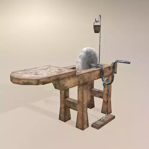Grindstone woodworking bench Free low-poly 3D model