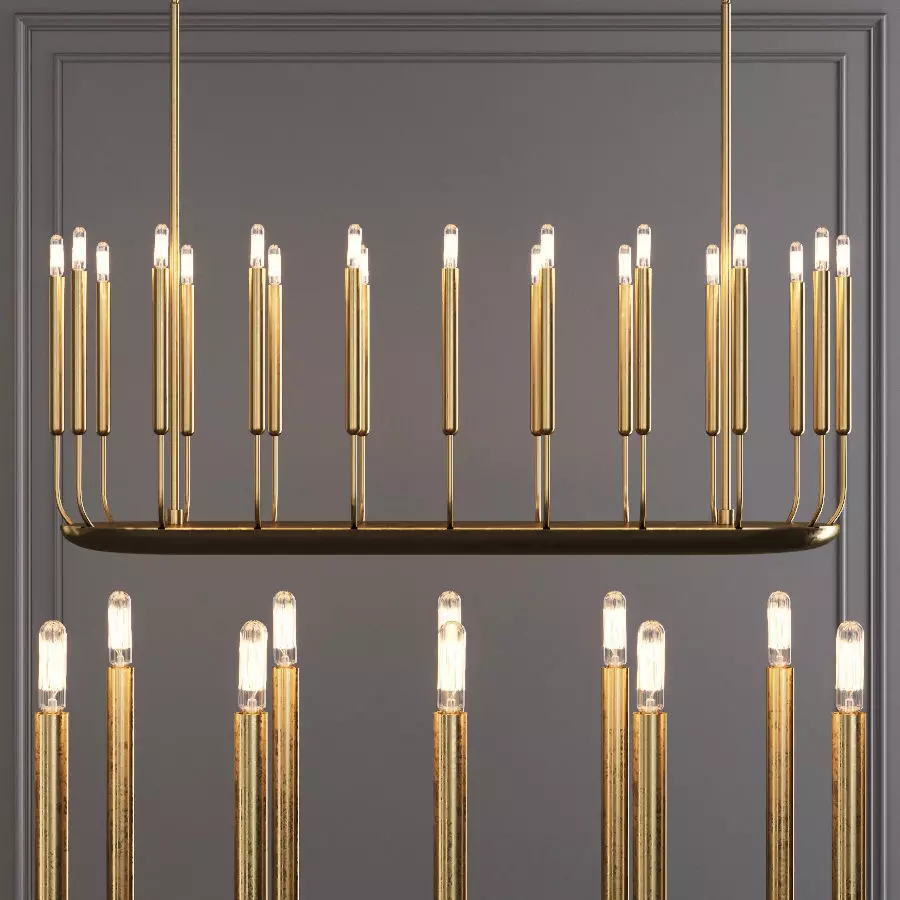 Restoration Hardware QUENOUILLES LINEAR CHANDELIER 50 Brass 3D model