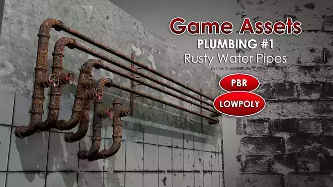 Rusty Plumbing Pipes Low-poly 3D model