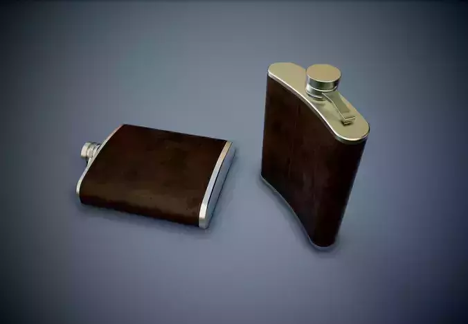 Leather Pocket Bottle PBR Game Ready Low-poly 3D model