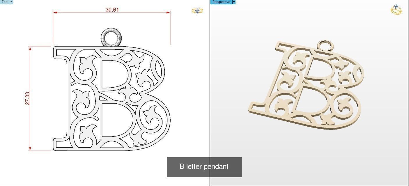 Nice Letter Pendants 3D Model Collection_4