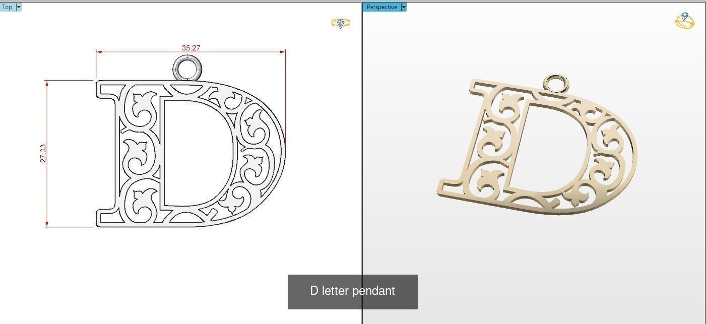 Nice Letter Pendants 3D Model Collection_6