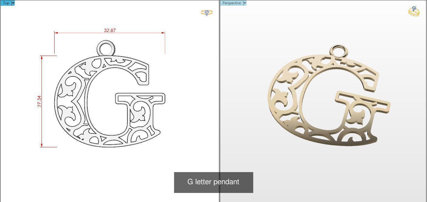 Nice Letter Pendants 3D Model Collection_9