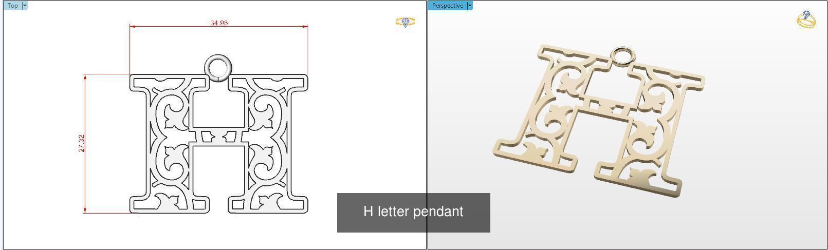 Nice Letter Pendants 3D Model Collection_10