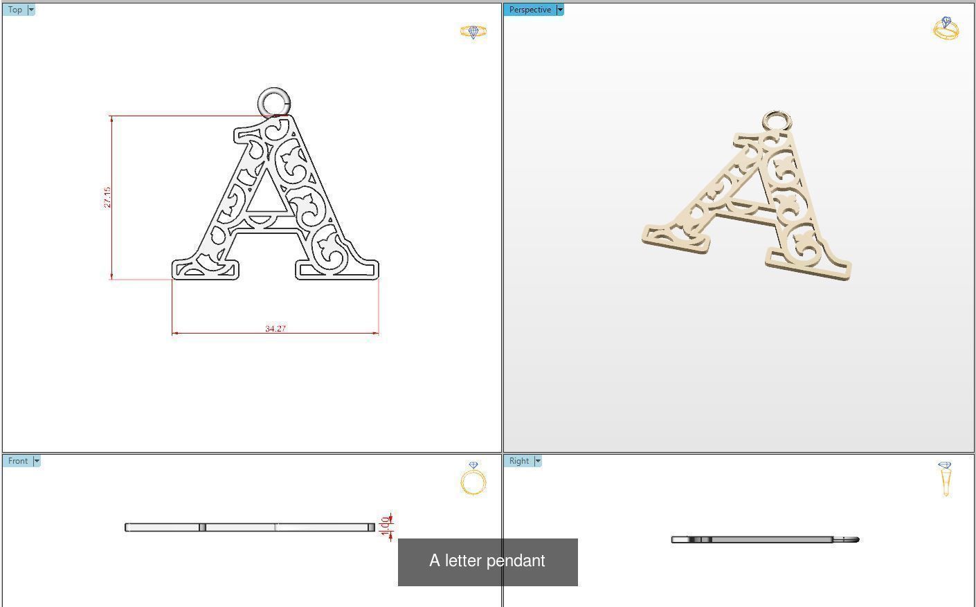 Nice Letter Pendants 3D Model Collection_3