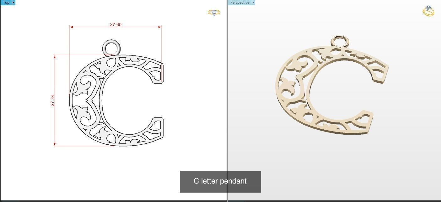 Nice Letter Pendants 3D Model Collection_5