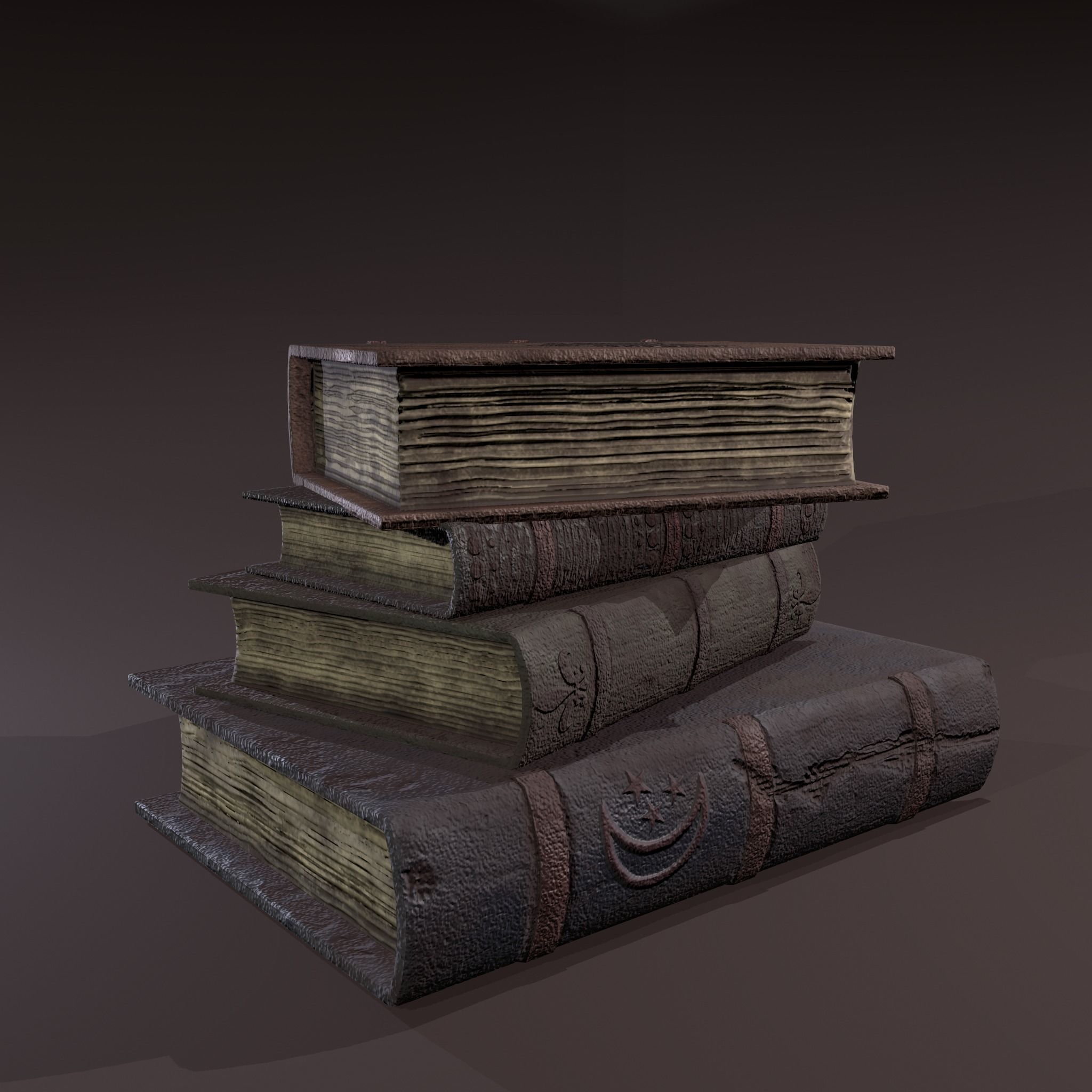 Medieval Book Stack Free low-poly 3D model_12