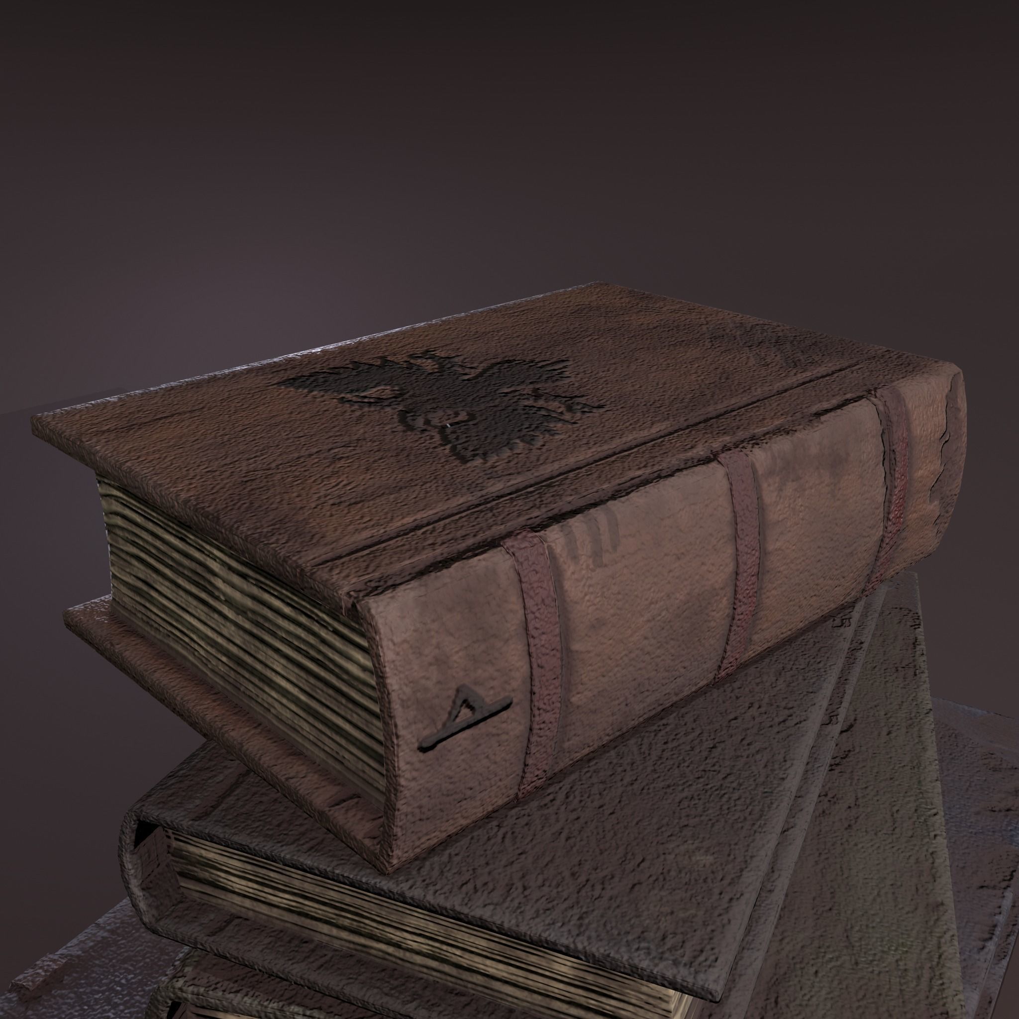 Medieval Book Stack Free low-poly 3D model_16