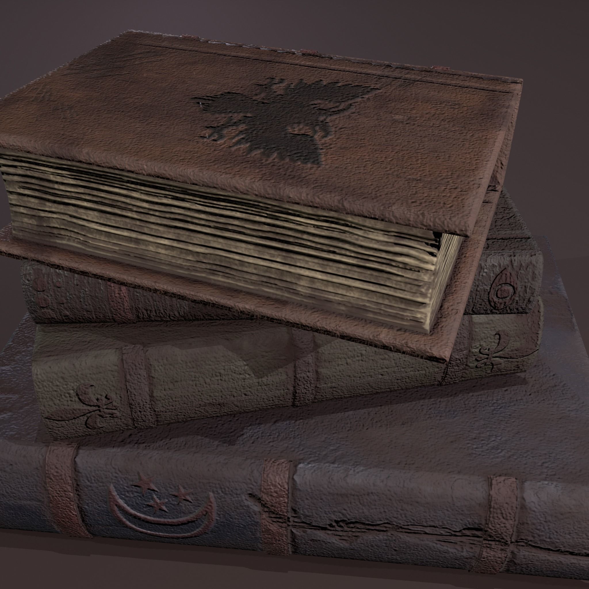 Medieval Book Stack Free low-poly 3D model_13
