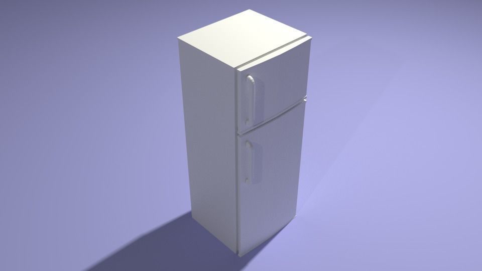 White Fridge - Low poly Low-poly 3D model_1