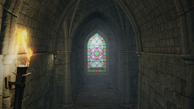 Low Poly Gothic Chapel With PBR Materials Low-poly 3D model