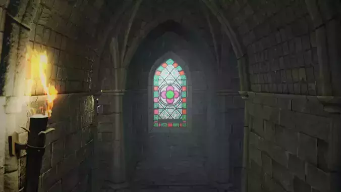 Low Poly Gothic Chapel With PBR Materials Low-poly 3D model
