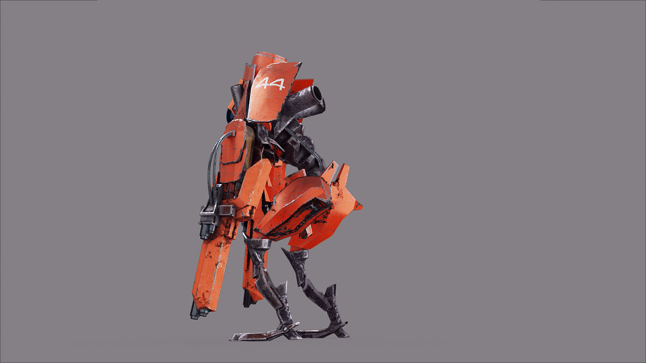Robot War Future Machine Low-poly 3D model_16