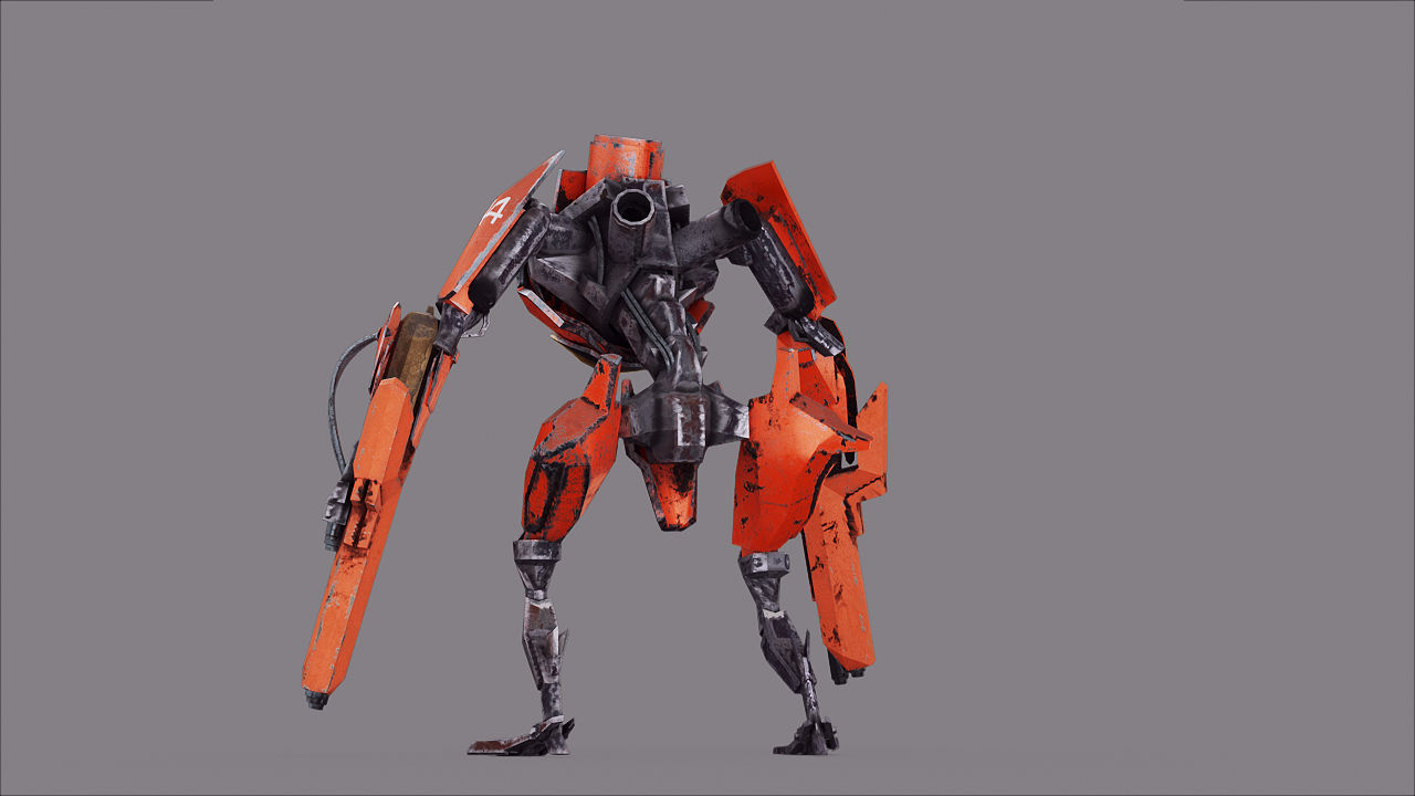 Robot War Future Machine Low-poly 3D model_22