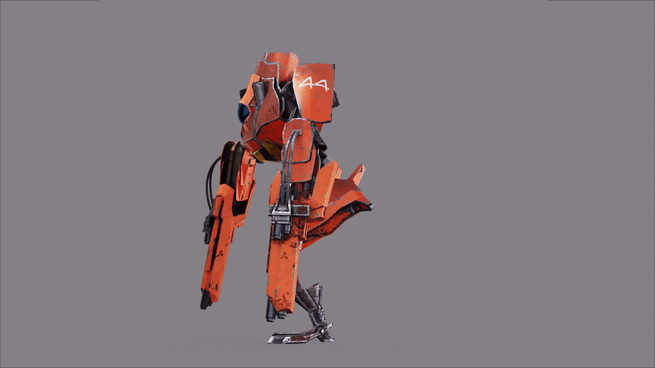 Robot War Future Machine Low-poly 3D model_12