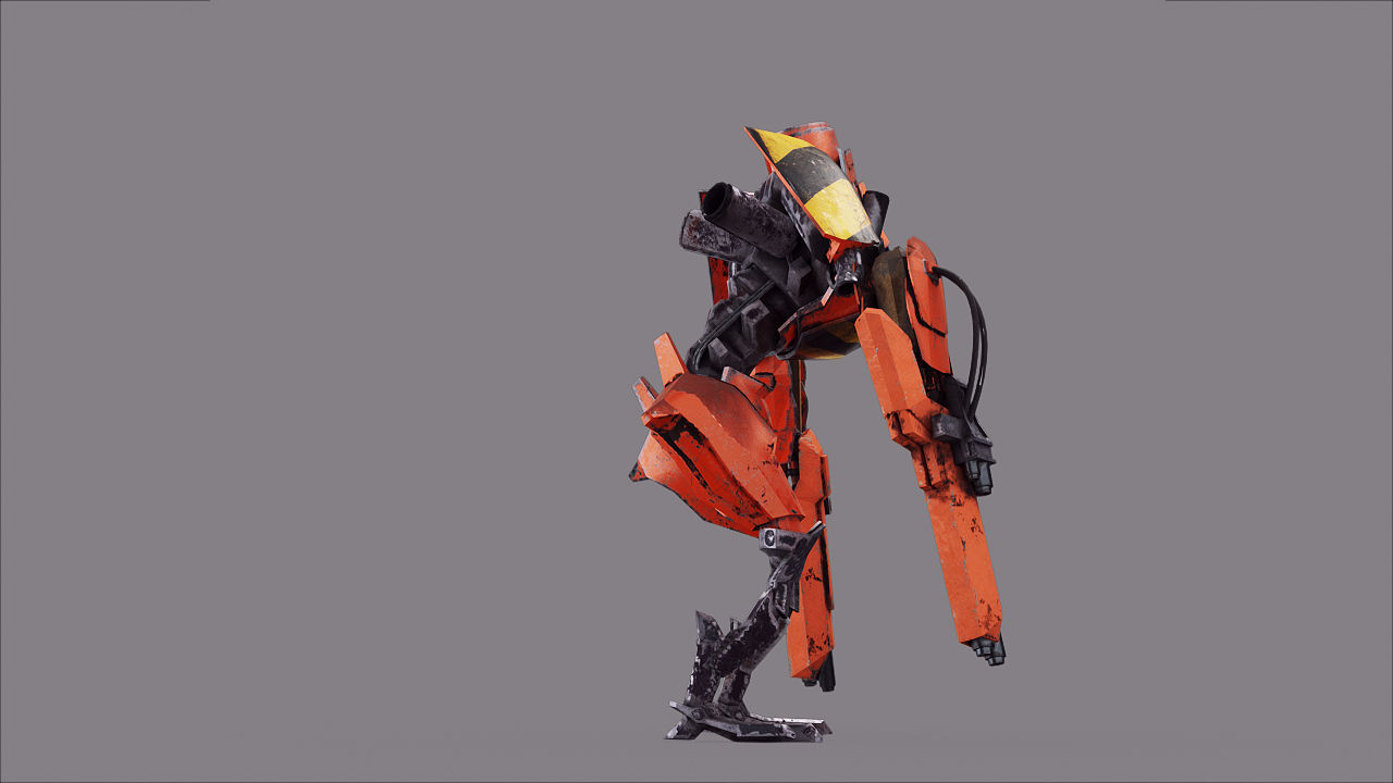 Robot War Future Machine Low-poly 3D model_28