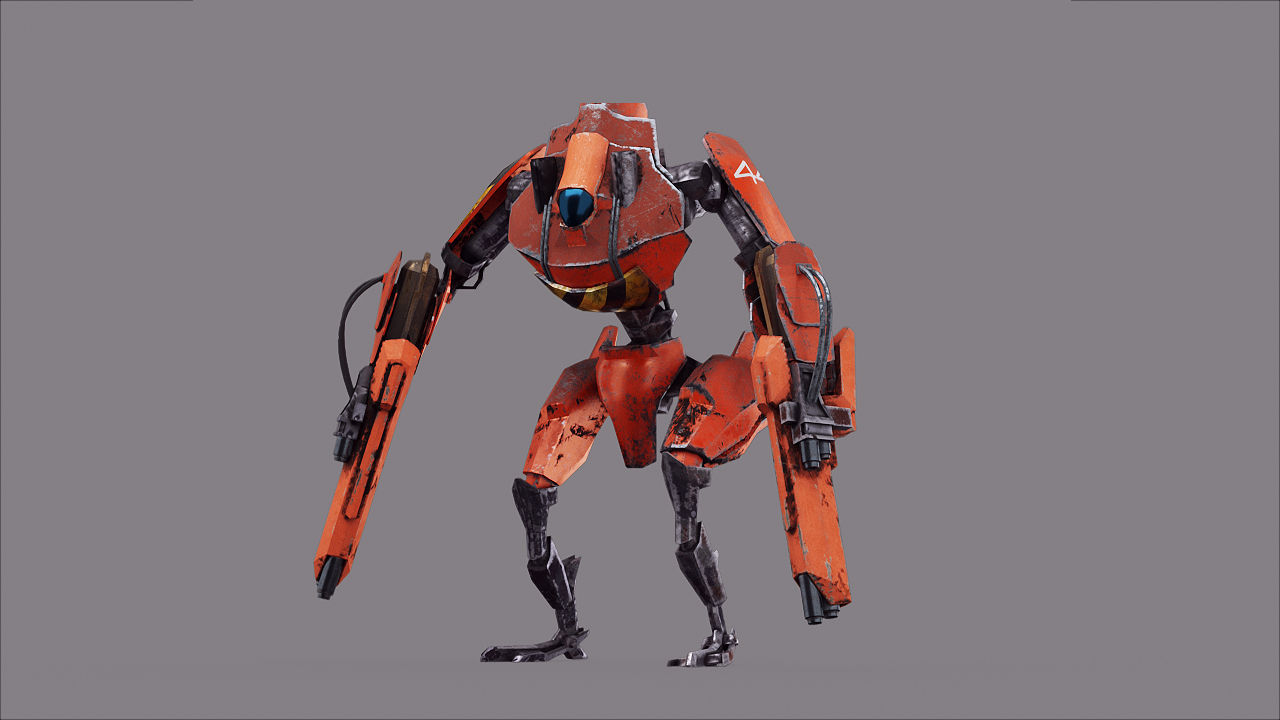 Robot War Future Machine Low-poly 3D model_9