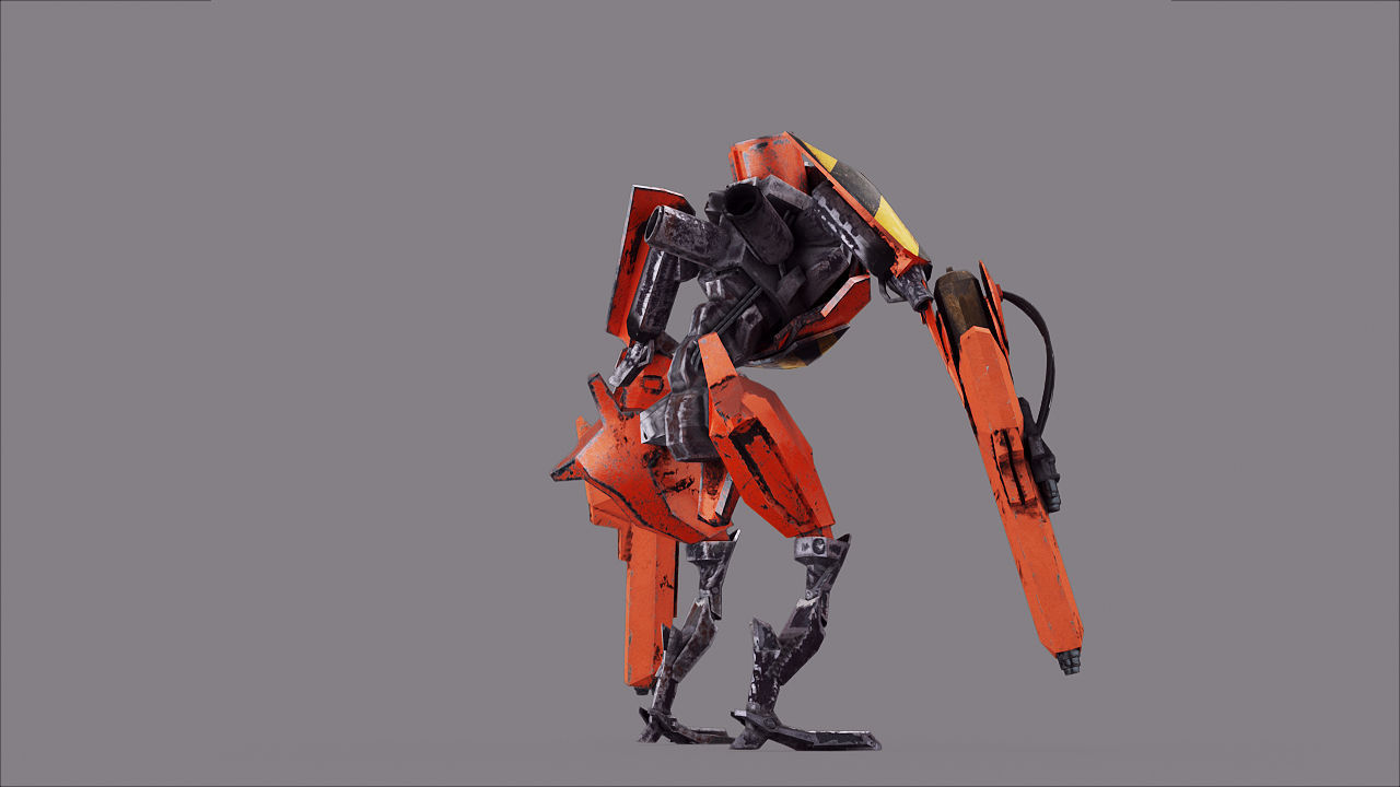 Robot War Future Machine Low-poly 3D model_27