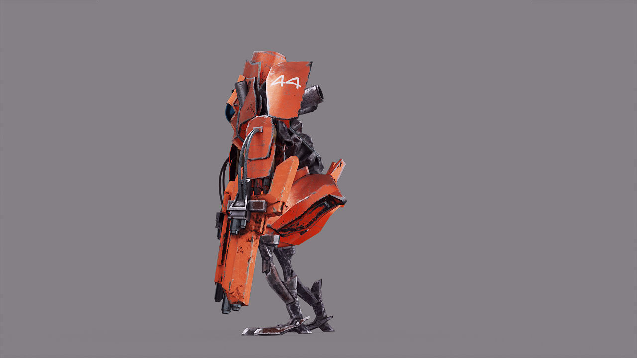 Robot War Future Machine Low-poly 3D model_19
