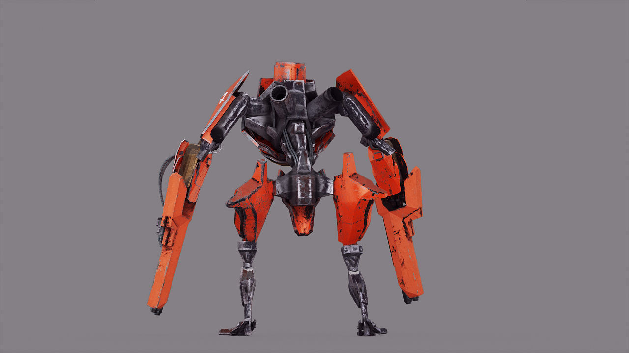 Robot War Future Machine Low-poly 3D model_21
