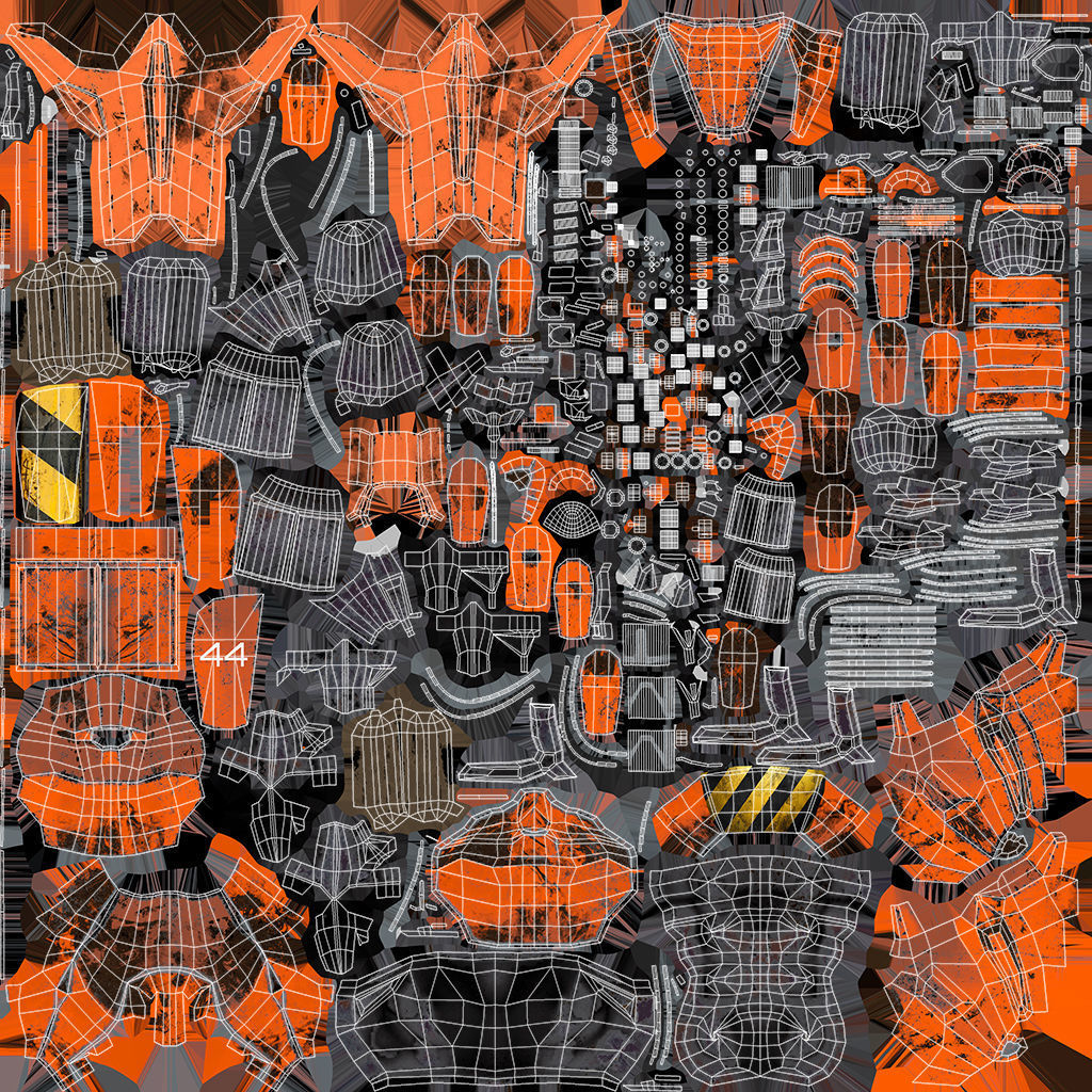 Robot War Future Machine Low-poly 3D model_43