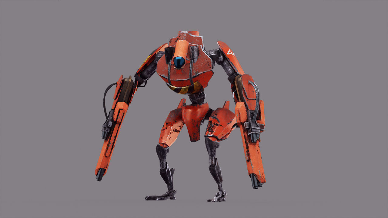 Robot War Future Machine Low-poly 3D model_7