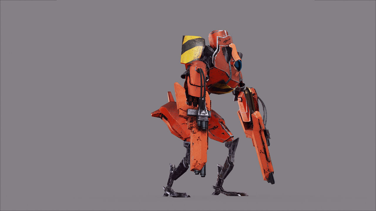 Robot War Future Machine Low-poly 3D model_29