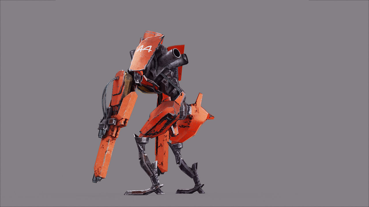 Robot War Future Machine Low-poly 3D model_17