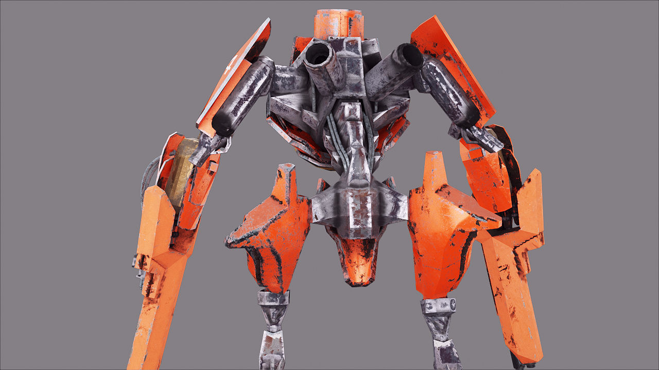 Robot War Future Machine Low-poly 3D model_4