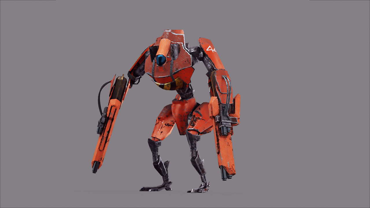 Robot War Future Machine Low-poly 3D model_11