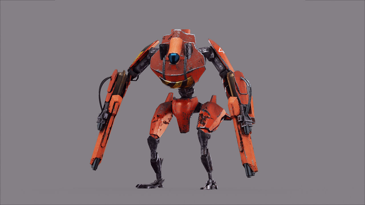 Robot War Future Machine Low-poly 3D model_10